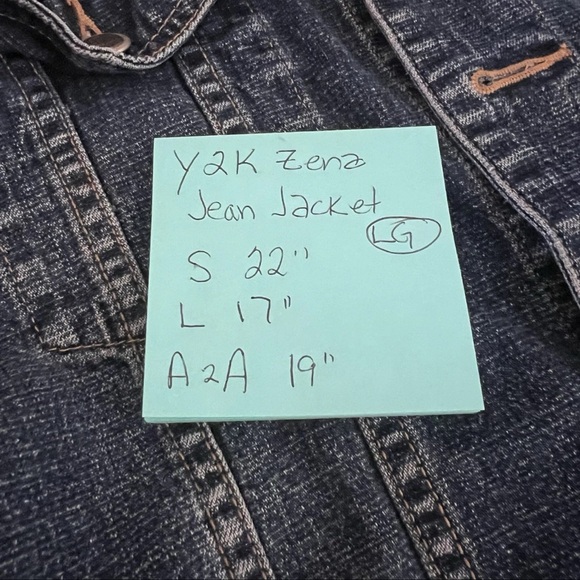 Vintage Y2K Zena Denim Jacket Cropped Women's Size L Western Boho Rockabilly - Picture 9 of 9